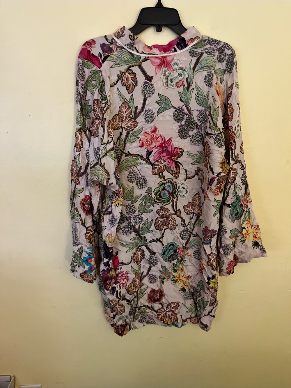 Etro Button-Front Women's Silk Blend Tunic Top/Mini Dress Pink Multi Oversized L - Picture 7 of 9